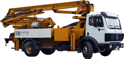 Aeby Transport Fribourg camion Betonpumpe Schwing KVM 23