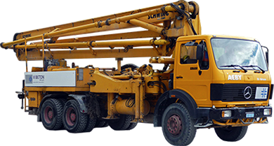 Aeby Transport Fribourg camion Betonpumpe Schwing KVM 31